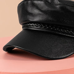 PU Leather Cap Women's Solid Hat Cap Vintage Hats For Weddings Chrismas Year