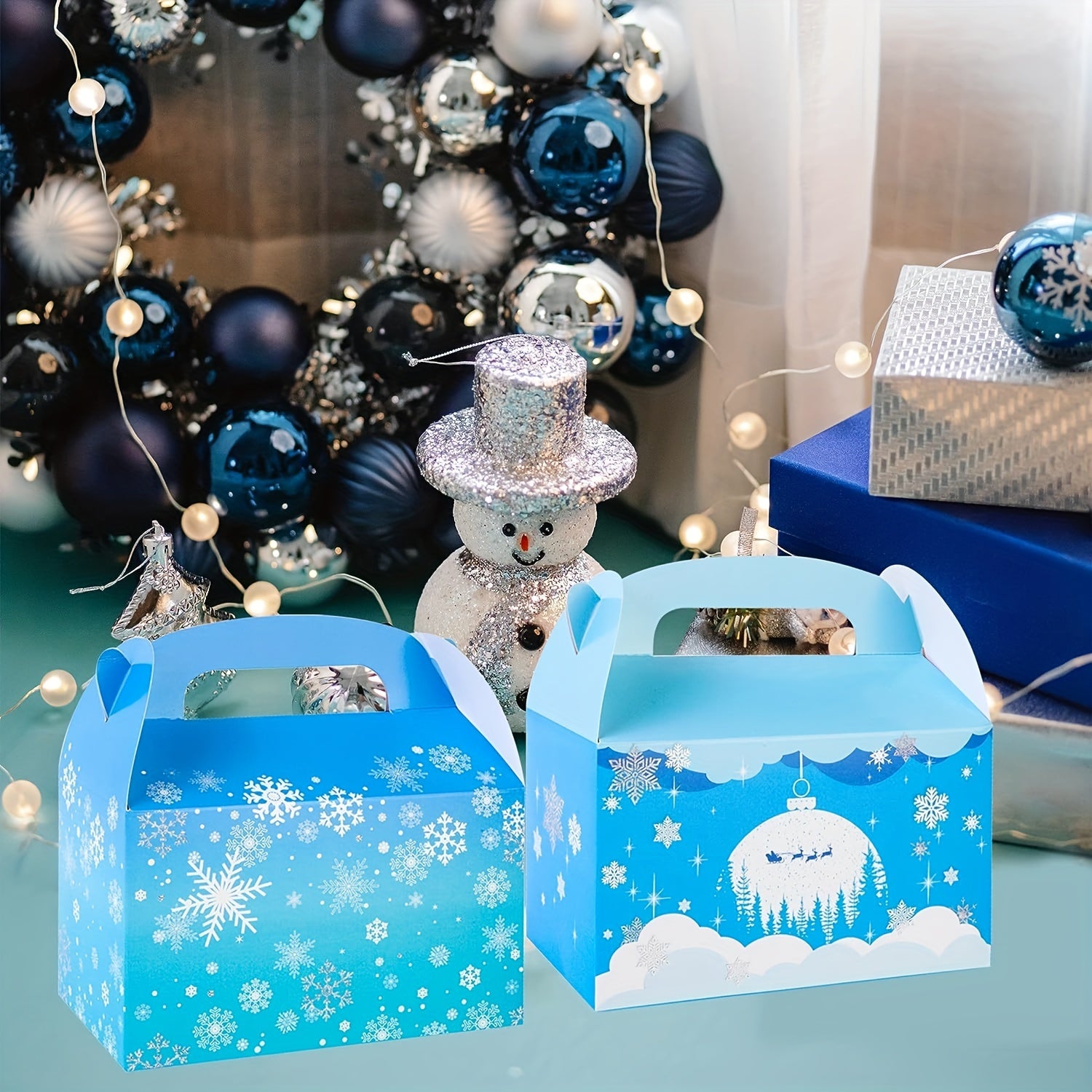 12pcs Snowflake Snowman Gift Boxes Christmas Thanksgiving Year Gift