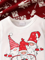 Toddler Boys Christmas Outfit Santa Claus Graphic Bodysuit Plaid Trousers Set