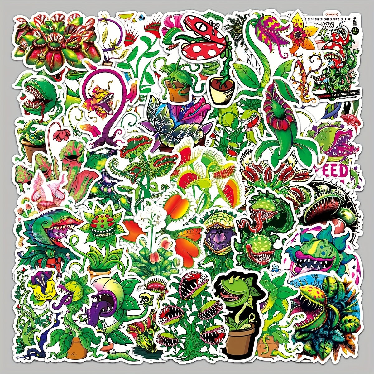 50pcs Green Graffiti Stickers For Insect Plants Journals Mobiles Skateboards