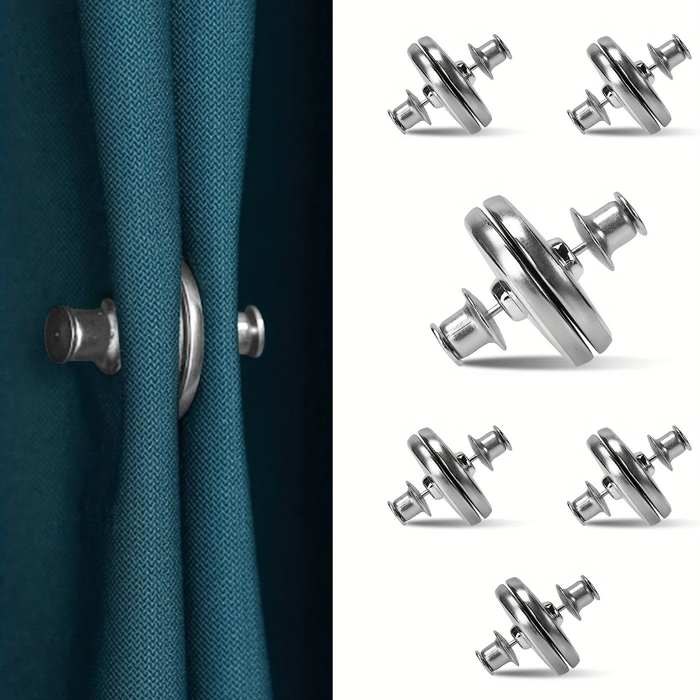 6 Pair Magnetic Button Curtain Weights Holdbacks for Home Drapery