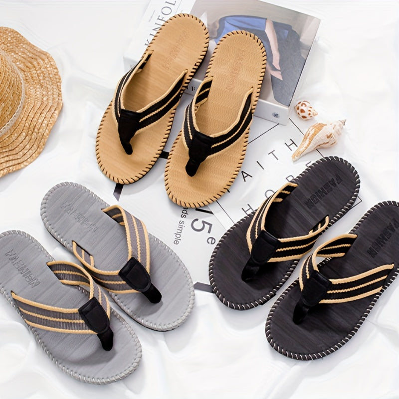 Men's Thong Sandals Woven Fabric Flip flops Non Slip Shoes