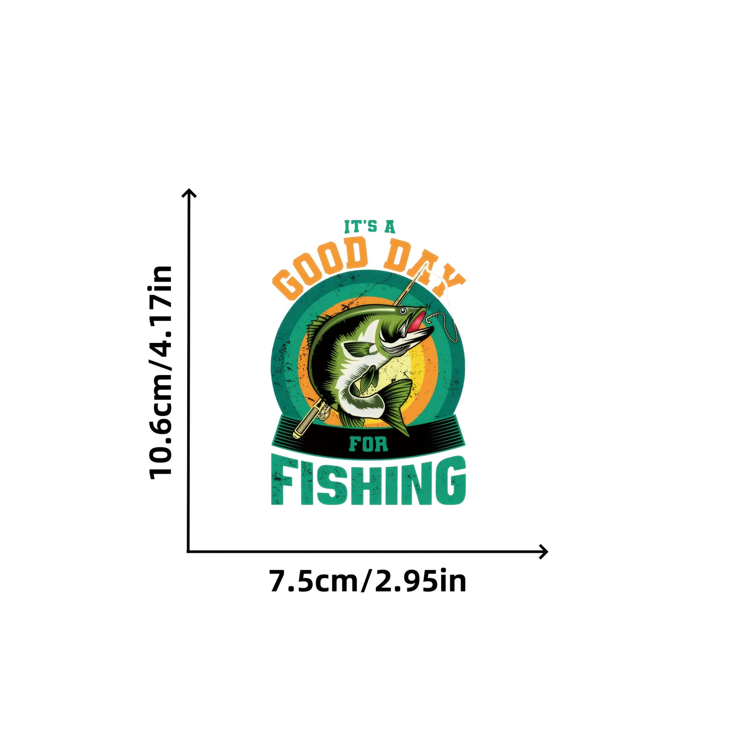 2pcs Fishing Themed Iron On Transfers Green & Yellow Fish Illustration x 4 13in