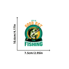 2pcs Fishing Themed Iron On Transfers Green & Yellow Fish Illustration x 4 13in
