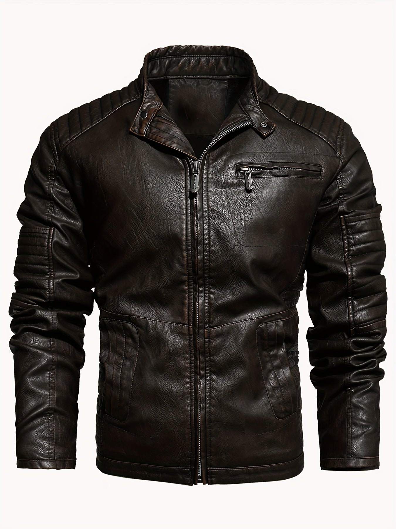 Men's Cozy Fleece PU Biker Jacket