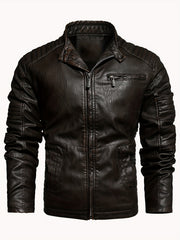 Men's Cozy Fleece PU Biker Jacket