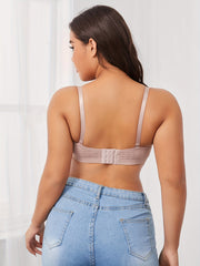 2 Pack Plus Size Bra Set Women's Plus Striped Lace Underwire T shirt Bra Set