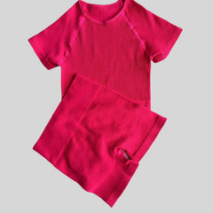 Ribbed Yoga Suits Crop Sports Top & High Waist Running Shorts