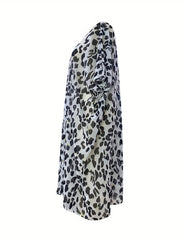 Boho Cardigan Cow Print Half Sleeve Open Front Maxi Cover Up