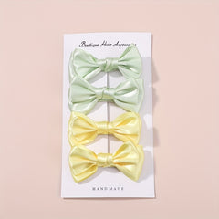 4pcs Handcraft Plain Bow Hair Clip Hair Accessories for Girls Baby Kids