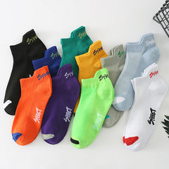10 Pairs Letter Print Sports Low Cut Ankle Socks for Women