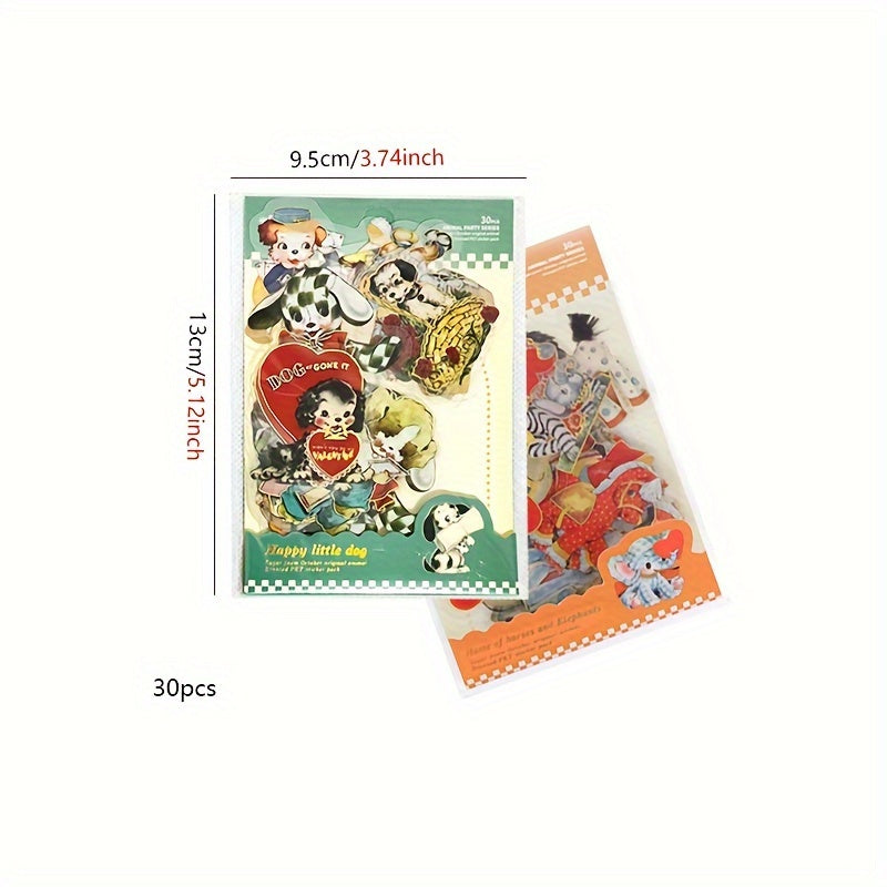 30pcs Animal Bronzing PET Sticker Pack Journal Decoration DIY