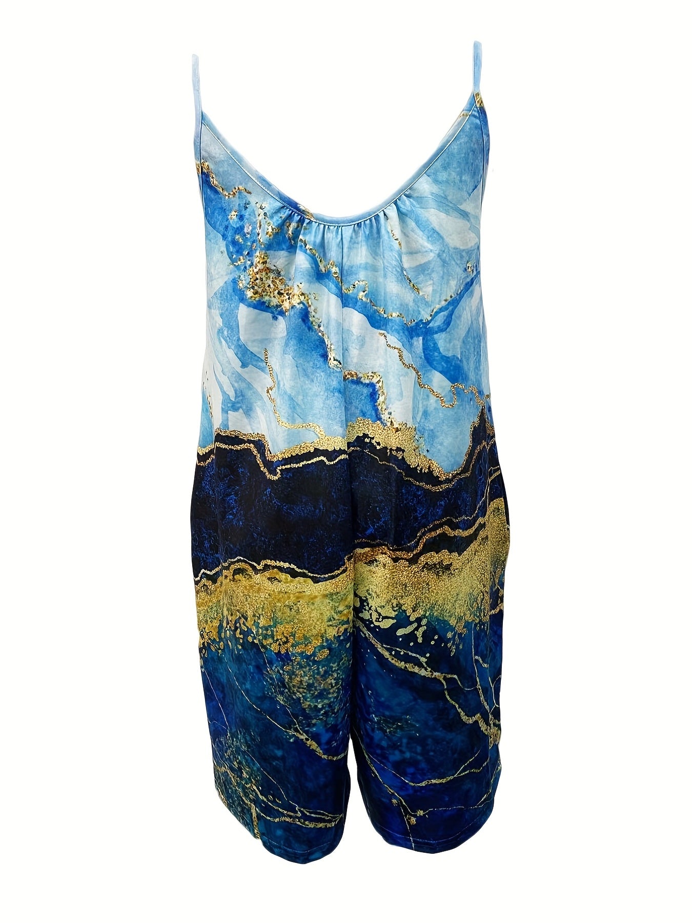 Marble Print Off Shoulder Jumpsuit