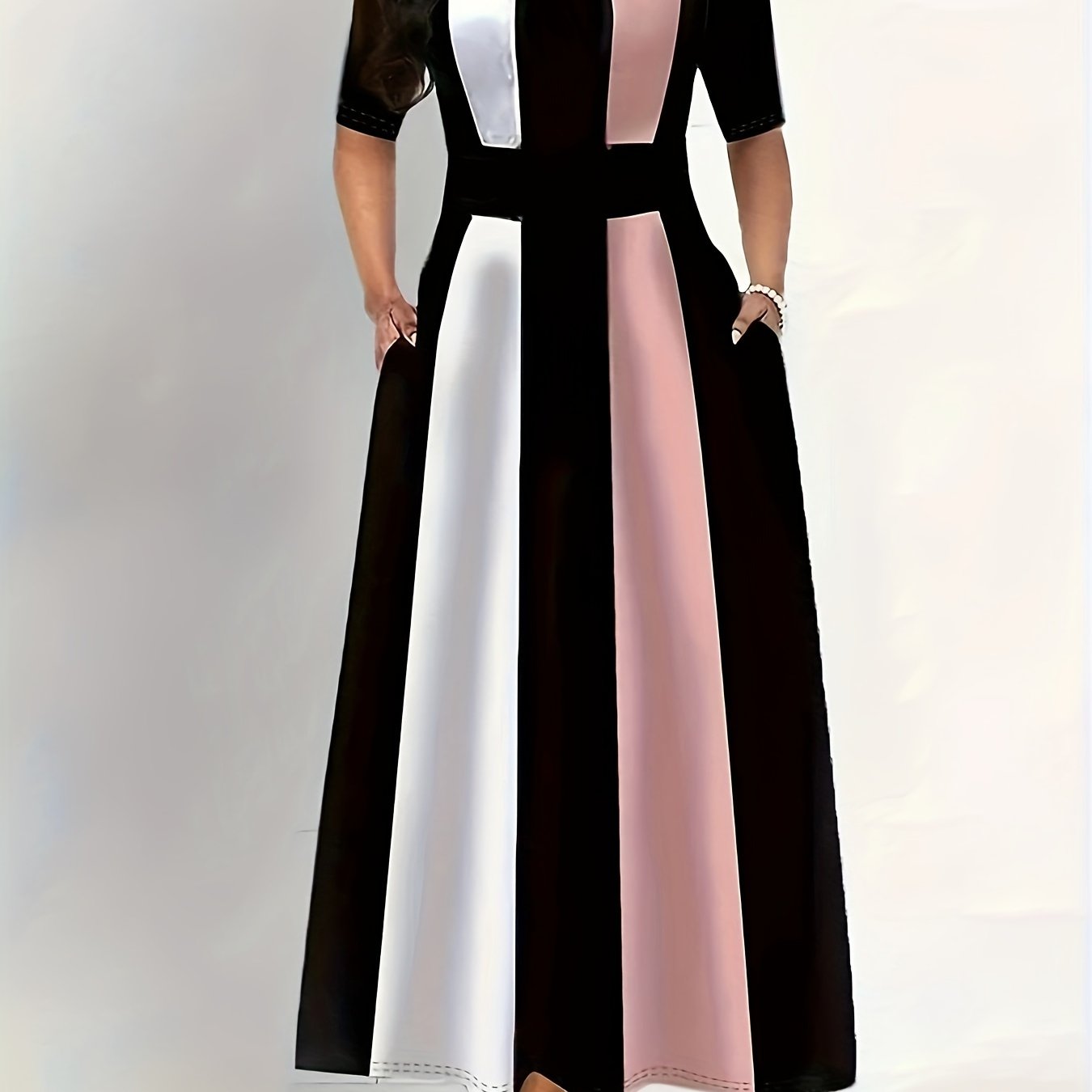 Colorblock Maxi Dress with Pockets