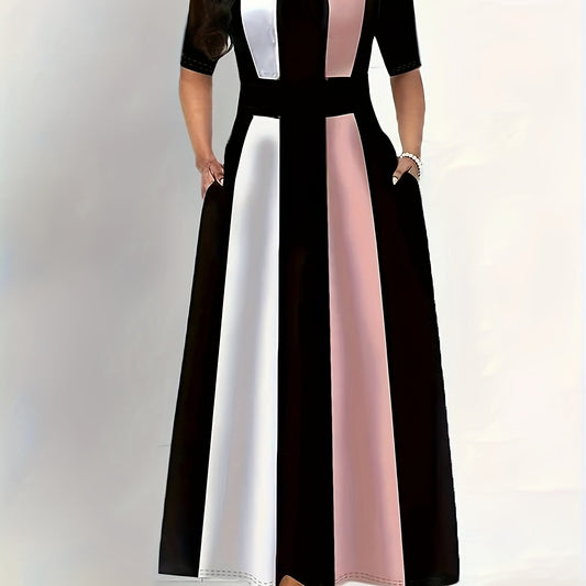 Colorblock Maxi Dress with Pockets