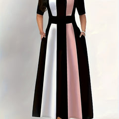 Colorblock Maxi Dress with Pockets