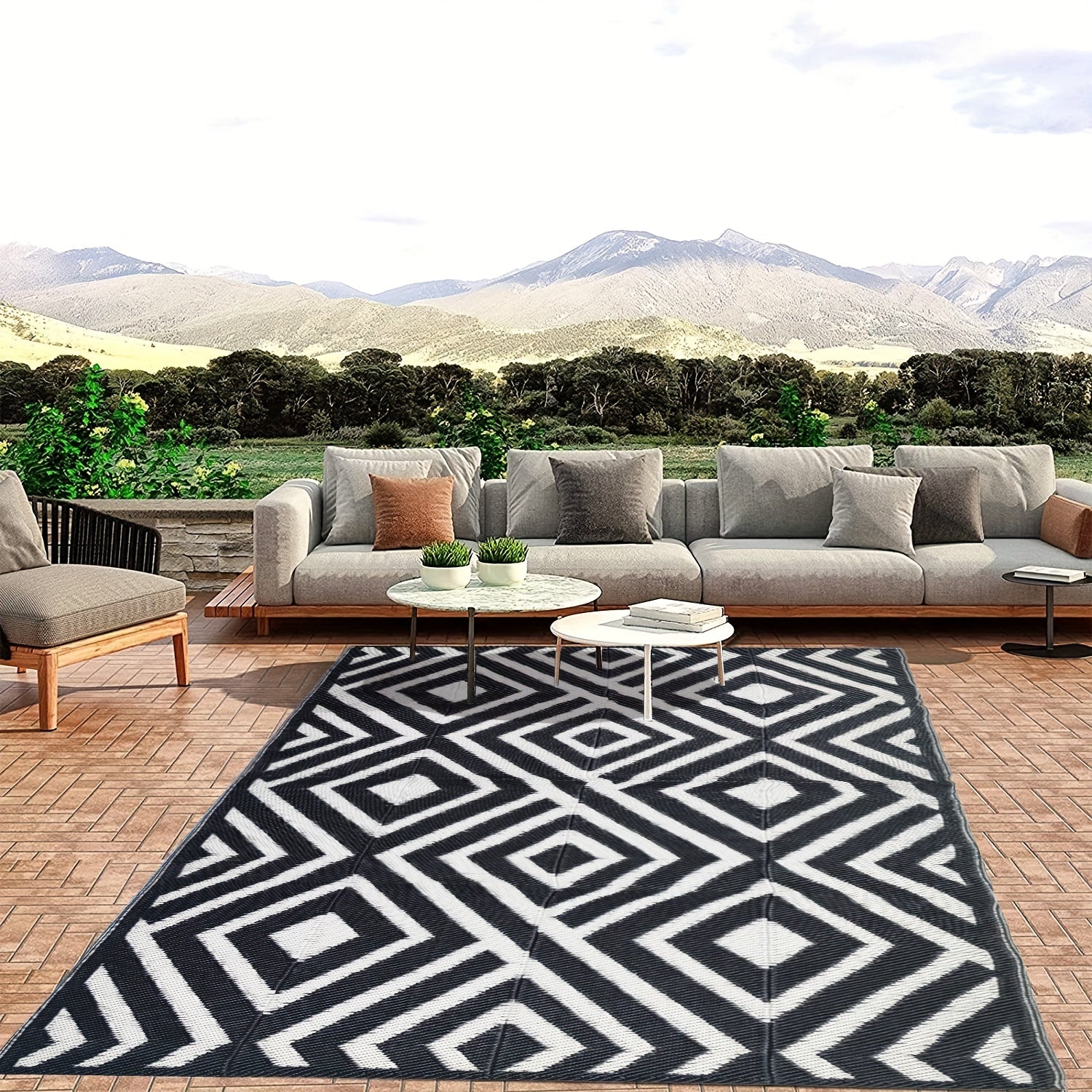 UV Resistant 5x8ft Outdoor Rug For Patio RV
