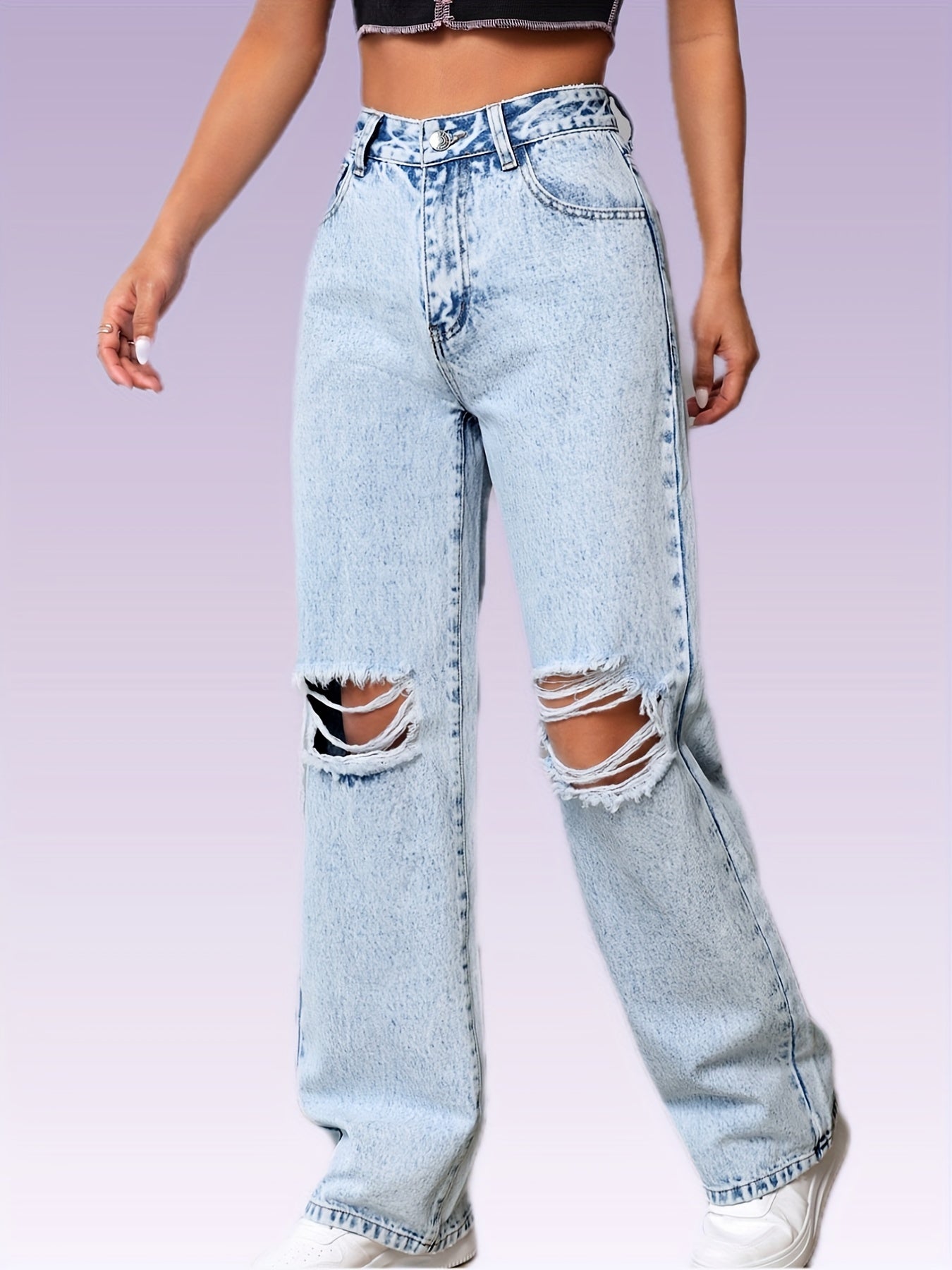 Washed Wide Legs Jeans Women's Denim Jeans