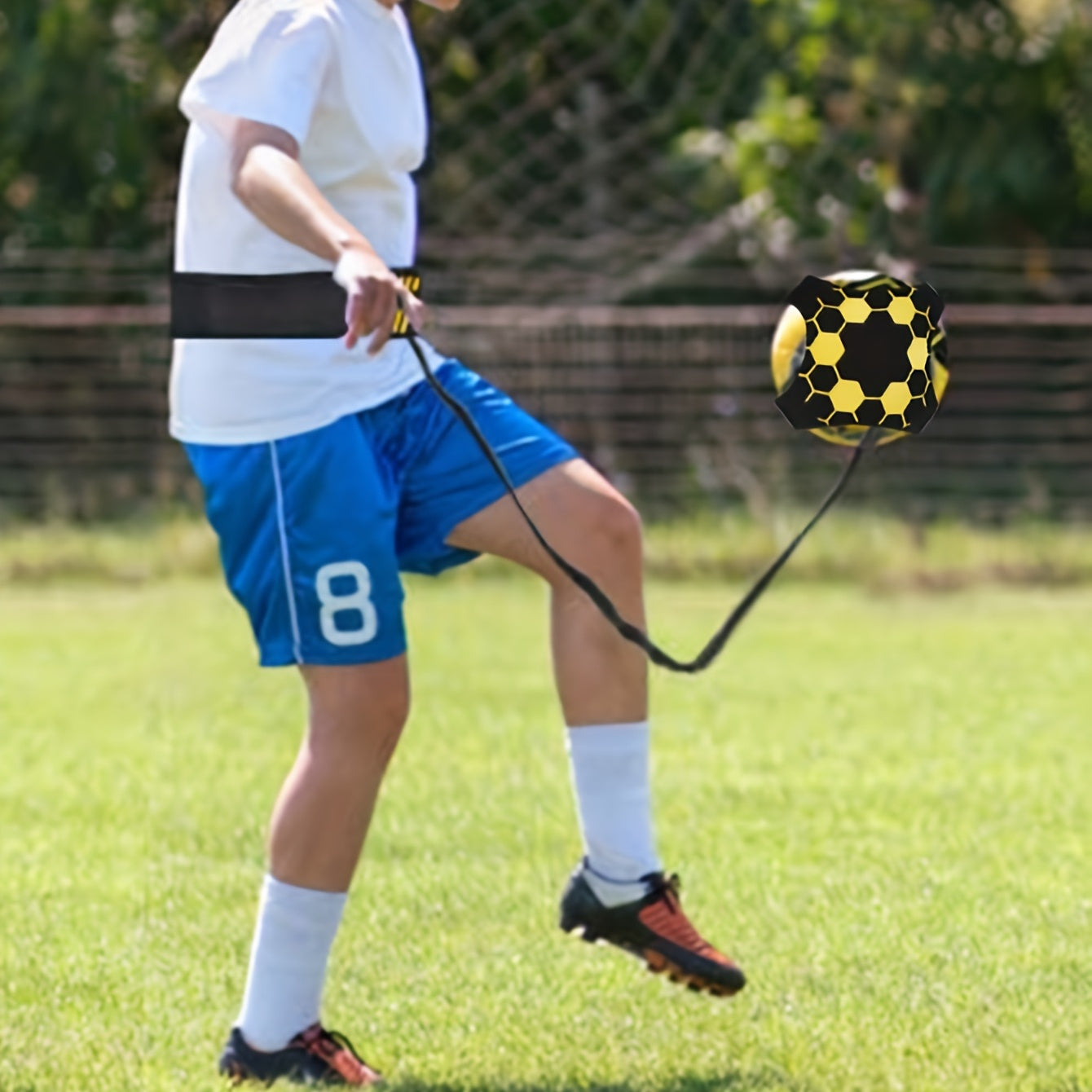 Soccer Kick Trainer Ball Elastic Juggling Net Belt