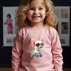 Girls Dog Pattern Crew Neck Sweatshirt For Spring Fall Christmas Gift