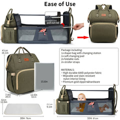 Baby Diaper Bag Backpack With Changing Station 30L Dual Use Baby Bag For Mom