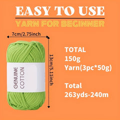3 Skeins Cotton Nylon Blended Yarn for Knitting Weaving Crocheting