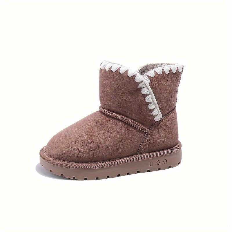Girl's Warm Snow Boots Cozy Non Slip Ankle Boots Plush Comfy Hiking Shoes