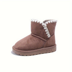 Girl's Warm Snow Boots Cozy Non Slip Ankle Boots Plush Comfy Hiking Shoes