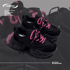 Chunky Sneakers Lace-up Non-Slip Dad Shoes Height Increased Casual Running Shoes