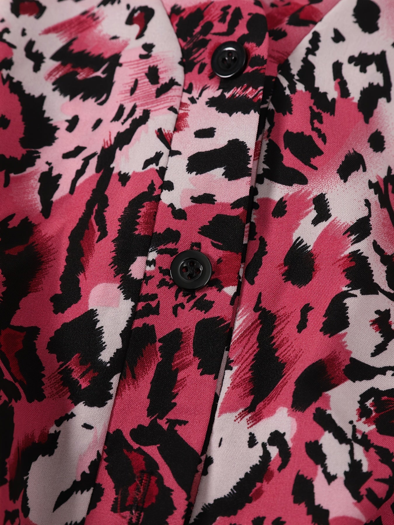 Graphic Print Ruffle Trim Button Up Dress
