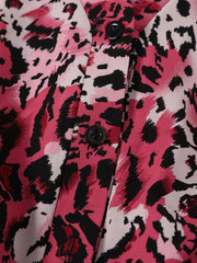 Graphic Print Ruffle Trim Button Up Dress