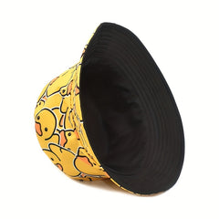 Yellow Duck Cartoon Bucket Hat Full Print Lightweight Fisherman Cap