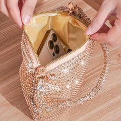 Rhinestone Decor Geometric Evening Satchel Bag