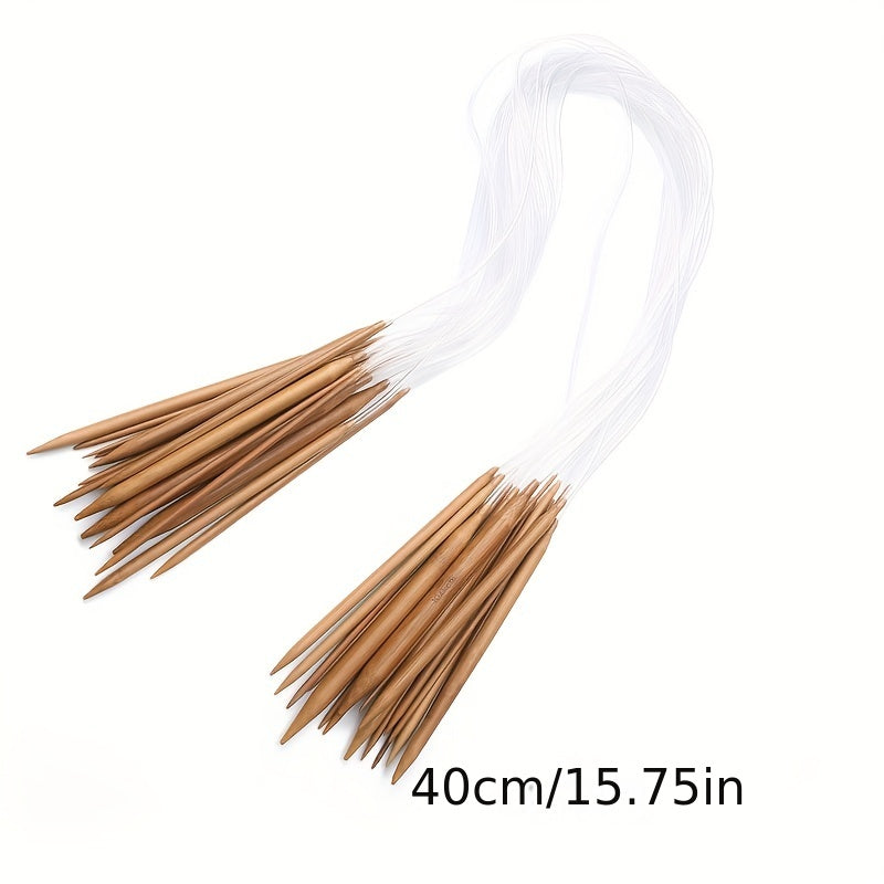 18pcs Circular Sweater Needles Carbonized Wooden Rod Needles Knitting Tools