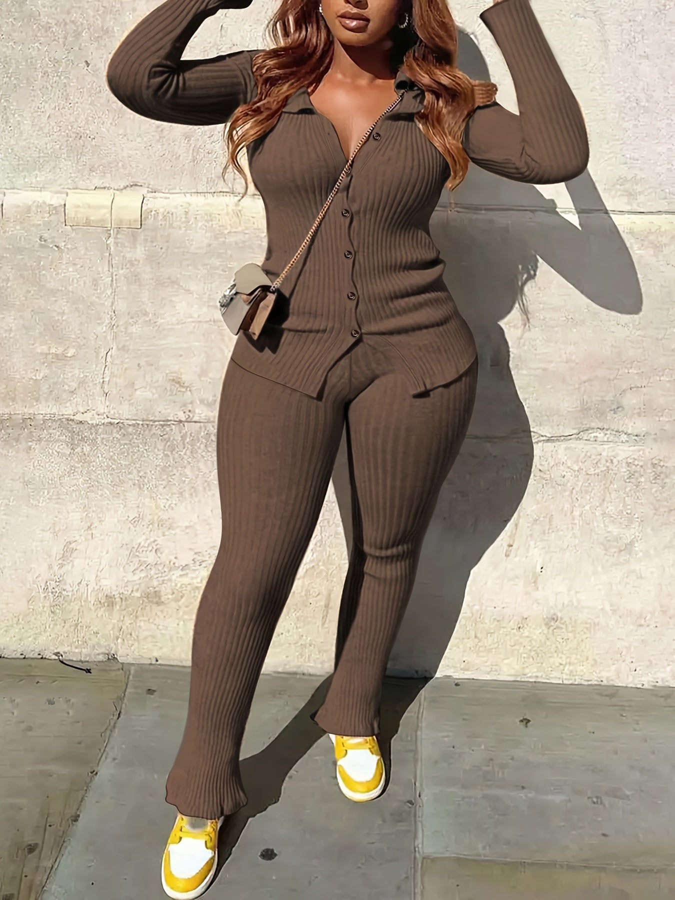 Sexy Outfits: Ribbed Knit Top & Pants Set