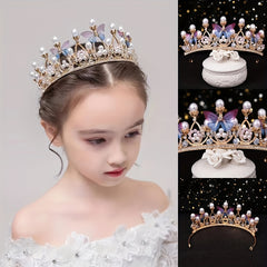 Butterfly Pearl Crown Headband Princess Costume Hair Accessories