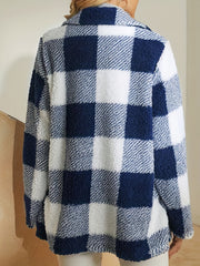 Plaid Pattern Dual Breasted Plush Coat for Fall & Winter