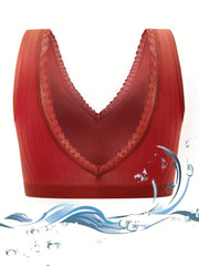 Soft Lace Trim Wireless Yoga Sports Bra