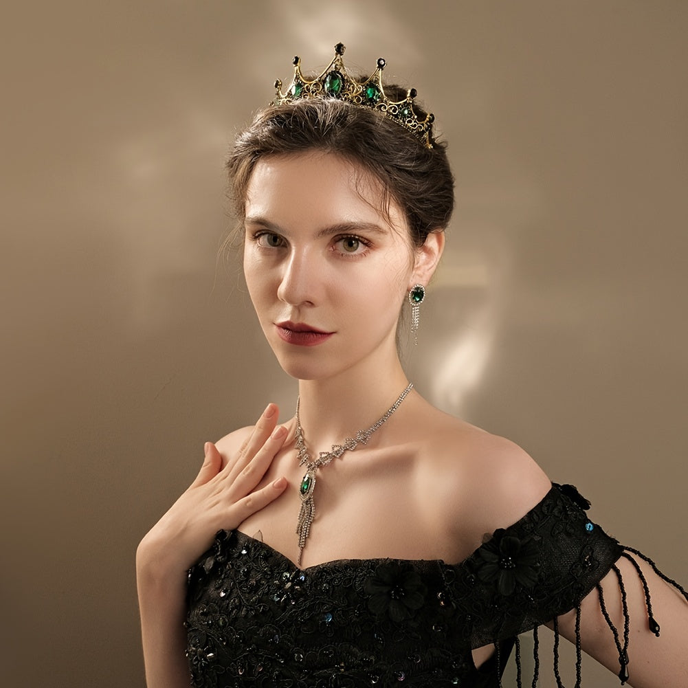 Green Rhinestone Tiara Crystal Princess Crown