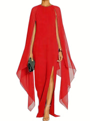 Solid Split Chiffon Sleeveless Evening Dress Spring & Summer Maxi Dress