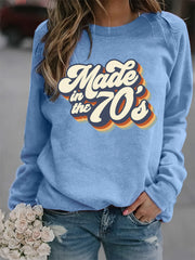Vintage 70s Print Graphic Pullover Sweatshirt