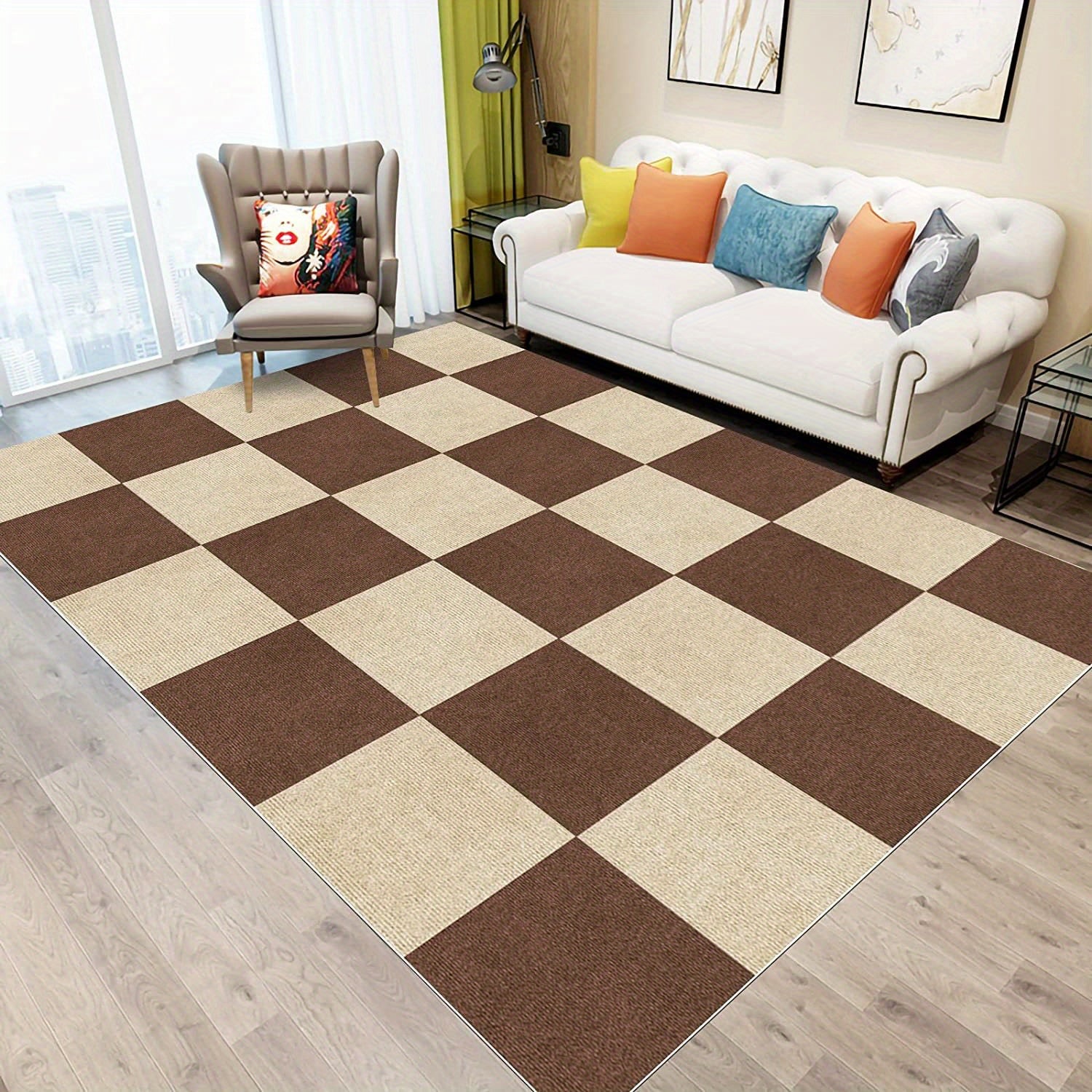 30pcs Carpet Floor Tiles Anti-slip Rug 30x30cm Washable DIY Square Carpet