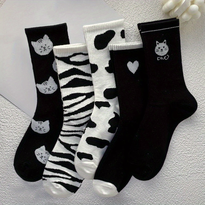 10 Pairs Cartoon Print Socks Women's Stockings