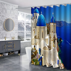 Greek Sea Of Love Shower Curtain Set Bathroom Decor