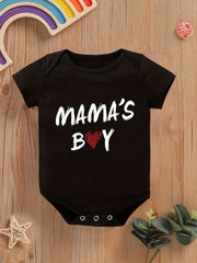 Baby Boys MAMA S BOY Romper Short Sleeve Bodysuit
