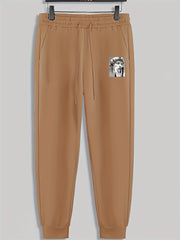 Funny Statue Print Men's Sweatpants Loose Casual Trousers Spring Autumn