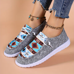 Women's Geometric Pattern Low Top Sneakers Lightweight Casual Shoes