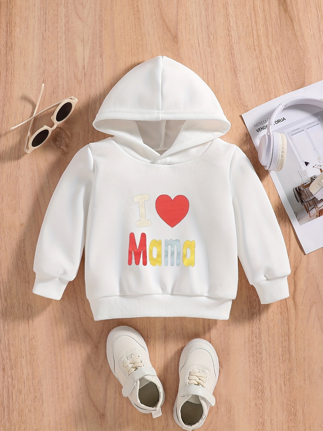 LOVE MAMA Letter Print Baby Boys Long Sleeve Sweatshirt