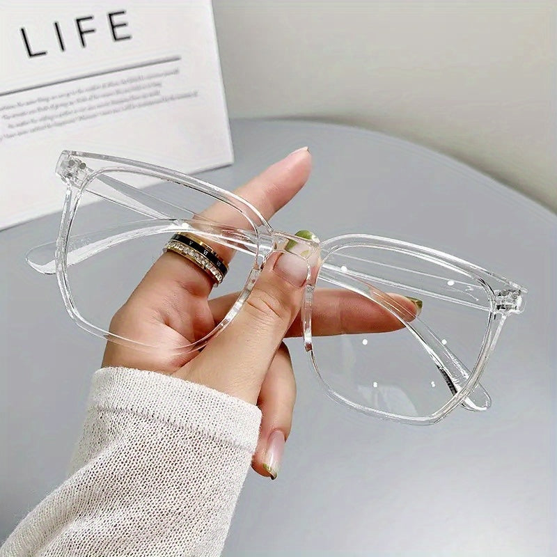 Square Anti Light Glasses For Women Men Jelly Frame Clear Lens Glasses