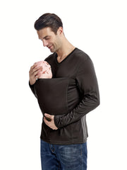 Men's V Neck Long Sleeve T shirt With Chest Pocket